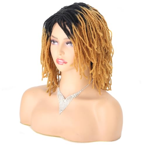 Geflochtene Perücken 10 Zoll Kunsthaar Kurzer Bob Perücken für Frauen Schwarz Blond Rot Dreadlocks Haar Göttin Faux Curly Twist Perücke Frauen von XCHANJUN