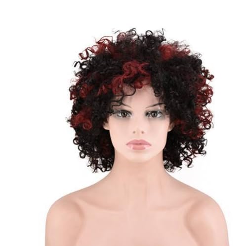 Geflochtene Perücken Kunsthaar Kurzer Bob Perücken für Frauen Schwarz Blond Rot Dreadlocks Haar Göttin Faux Curly Twist Perücke Frauen Flauschig gewelltes Damen-Party von XCHANJUN