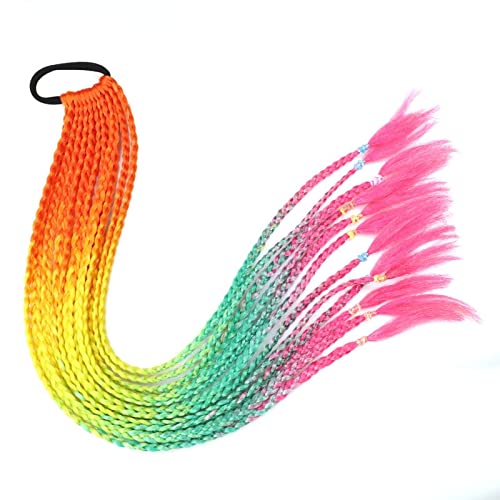 Gevlochten haarelastiek bunte Haarsträhnen Haarverlängerungshaarteil Geflochtenes Haargummiband Haarteile Braid Farbiger Spirale Haarschmuck Haar Styling DIY Zubehör für Frauen von XCHANJUN
