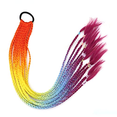 Gevlochten haarelastiek bunte Haarsträhnen Haarverlängerungshaarteil Geflochtenes Haargummiband Haarteile Braid Farbiger Spirale Haarschmuck Haar Styling DIY Zubehör für Frauen von XCHANJUN