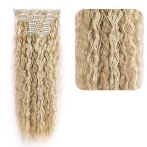 Haarverlängerung Stück Perücke Stück Mais heiße 6 Stück Perücke lang lockig Wasserwelle Chemiefaser weiblich 16 Karten Wolle lockig Karten Haar von XCHANJUN