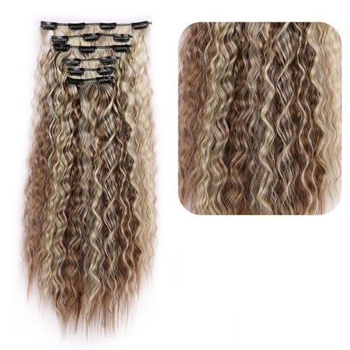 Haarverlängerung Stück Perücke Stück Mais heiße 6 Stück Perücke lang lockig Wasserwelle Chemiefaser weiblich 16 Karten Wolle lockig Karten Haar von XCHANJUN