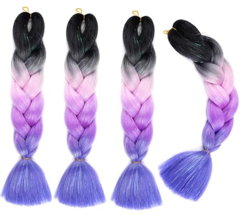Kanekalon Braiding Hair Ombre Jumbo Extensions 24 Zoll Jumbo Braid Synthetic Hair zum Flechten Afro Flechten Haarverlängerungen Twist Jumbo Box Zöpfe Kunsthaar für Frauen 3Pack von XCHANJUN