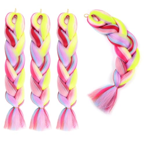 Kanekalon Braiding Hair Ombre Jumbo Extensions 24 Zoll Jumbo Braid Synthetic Hair zum Flechten Afro Flechten Haarverlängerungen Twist Jumbo Box Zöpfe Kunsthaar für Frauen 3Pack von XCHANJUN