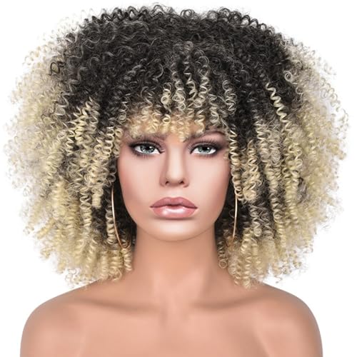 Perücken Frauen kurzes lockiges Haar afrikanisches kleines lockiges Haar Explosion Kopf Perücken Perücken rosa Netz Kopfbedeckung Perücken Frauen kurzes lockiges Haar afrikanisches kleines lockiges Haar Explosion Kopf Perücken Perücken rosa Netz Kopfbedeckung von XCHANJUN