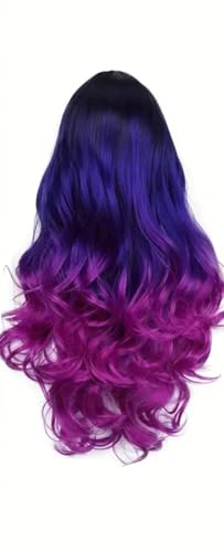 Perücken Kunsthaar Perücke weiblich Medium Perücke Frauen lila Gradient lange lockiges Haar hohe Temperatur Seide Farbverlauf große Welle Kopfbedeckung Perücken Kunsthaar Perücke weiblich Medium Perücke Frauen lila Gradient lange lockiges Haar hohe Temperatur Seide Farbverlauf große Welle Kopfbedeckung von XCHANJUN