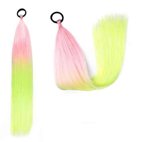 Pferdeschwanz-Haarteil mit Gummiband-Haarring Langer Zopf Kunsthaar Pferdeschwanz Haarsträhnen Mädchen Haarschmuck Mädchen Extralang Clip On Haarteil Zopf Pferdeschwanz von XCHANJUN