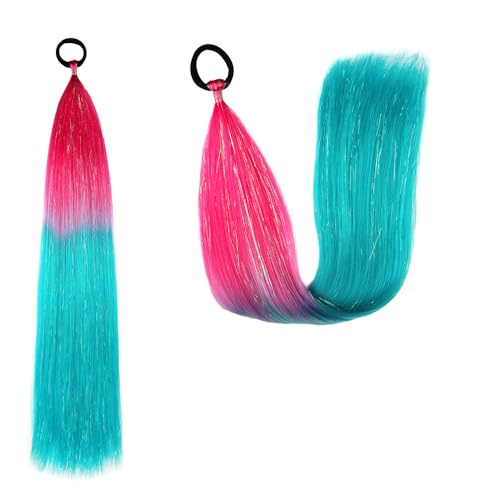 Pferdeschwanz-Haarteil mit Gummiband-Haarring Langer Zopf Kunsthaar Pferdeschwanz Haarsträhnen Mädchen Haarschmuck Mädchen Extralang Clip On Haarteil Zopf Pferdeschwanz von XCHANJUN