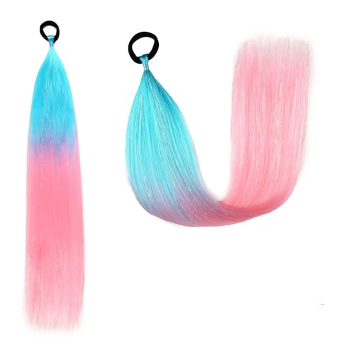 Pferdeschwanz-Haarteil mit Gummiband-Haarring Langer Zopf Kunsthaar Pferdeschwanz Haarsträhnen Mädchen Haarschmuck Mädchen Extralang Clip On Haarteil Zopf Pferdeschwanz von XCHANJUN