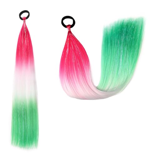 Pferdeschwanz-Haarteil mit Gummiband-Haarring Langer Zopf Kunsthaar Pferdeschwanz Haarsträhnen Mädchen Haarschmuck Mädchen Extralang Clip On Haarteil Zopf Pferdeschwanz von XCHANJUN