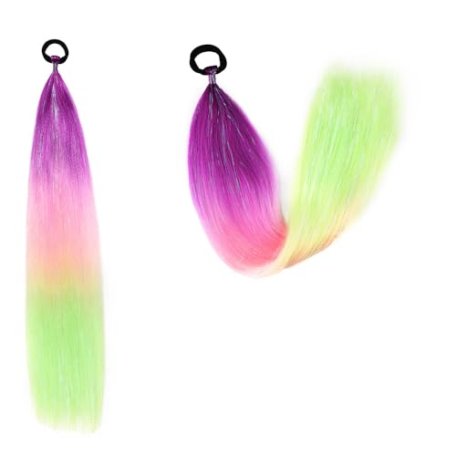 Pferdeschwanz-Haarteil mit Gummiband-Haarring Langer Zopf Kunsthaar Pferdeschwanz Haarsträhnen Mädchen Haarschmuck Mädchen Extralang Clip On Haarteil Zopf Pferdeschwanz von XCHANJUN