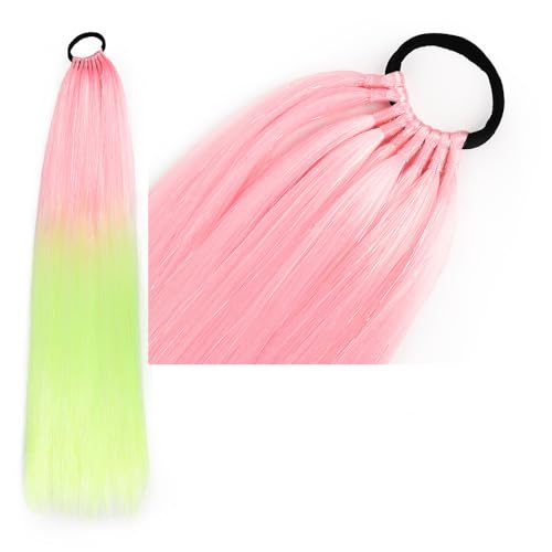 Pferdeschwanz-Haarteil mit Gummiband-Haarring Langer Zopf Kunsthaar Pferdeschwanz Haarsträhnen Mädchen Haarschmuck Mädchen Extralang Clip On Haarteil Zopf Pferdeschwanz von XCHANJUN