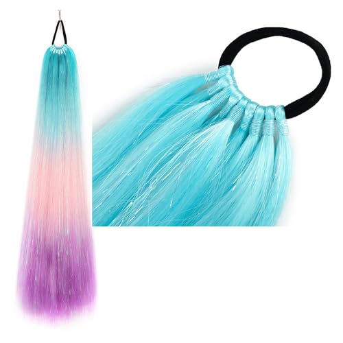 Pferdeschwanz-Haarteil mit Gummiband-Haarring Langer Zopf Kunsthaar Pferdeschwanz Haarsträhnen Mädchen Haarschmuck Mädchen Extralang Clip On Haarteil Zopf Pferdeschwanz von XCHANJUN