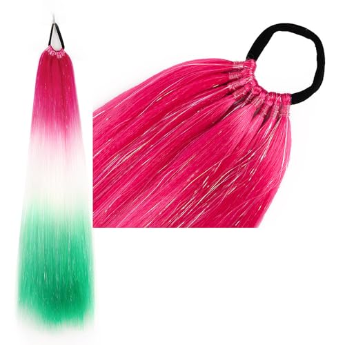 Pferdeschwanz-Haarteil mit Gummiband-Haarring Langer Zopf Kunsthaar Pferdeschwanz Haarsträhnen Mädchen Haarschmuck Mädchen Extralang Clip On Haarteil Zopf Pferdeschwanz von XCHANJUN