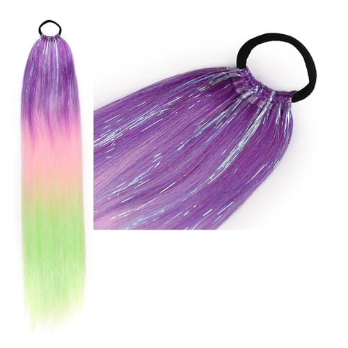 Pferdeschwanz-Haarteil mit Gummiband-Haarring Langer Zopf Kunsthaar Pferdeschwanz Haarsträhnen Mädchen Haarschmuck Mädchen Extralang Clip On Haarteil Zopf Pferdeschwanz von XCHANJUN