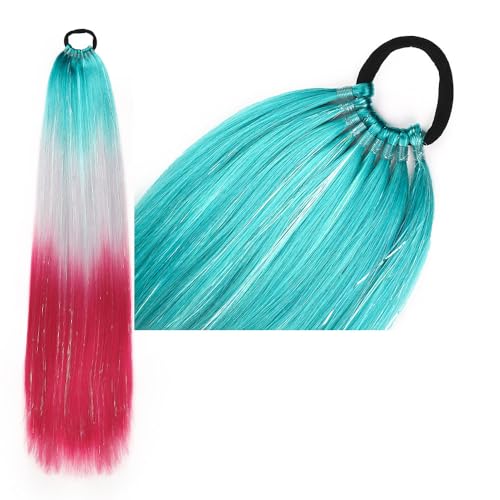 Pferdeschwanz-Haarteil mit Gummiband-Haarring Langer Zopf Kunsthaar Pferdeschwanz Haarsträhnen Mädchen Haarschmuck Mädchen Extralang Clip On Haarteil Zopf Pferdeschwanz von XCHANJUN