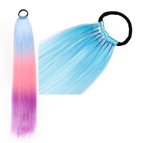 Pferdeschwanz-Haarteil mit Gummiband-Haarring Langer Zopf Kunsthaar Pferdeschwanz Haarsträhnen Mädchen Haarschmuck Mädchen Extralang Clip On Haarteil Zopf Pferdeschwanz von XCHANJUN