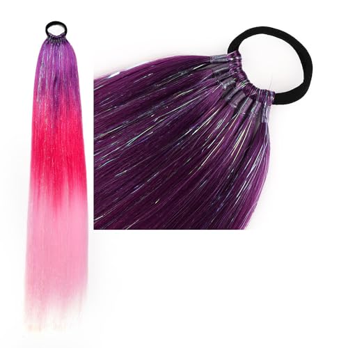 Pferdeschwanz-Haarteil mit Gummiband-Haarring Langer Zopf Kunsthaar Pferdeschwanz Haarsträhnen Mädchen Haarschmuck Mädchen Extralang Clip On Haarteil Zopf Pferdeschwanz von XCHANJUN