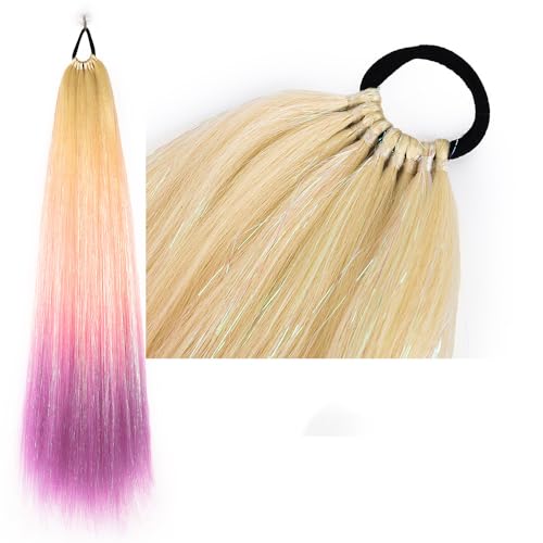 Pferdeschwanz-Haarteil mit Gummiband-Haarring Langer Zopf Kunsthaar Pferdeschwanz Haarsträhnen Mädchen Haarschmuck Mädchen Extralang Clip On Haarteil Zopf Pferdeschwanz von XCHANJUN