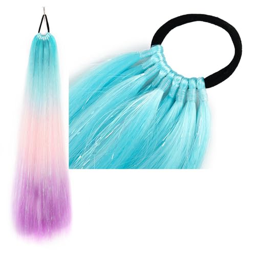 Pferdeschwanz-Haarteil mit Gummiband-Haarring Langer Zopf Kunsthaar Pferdeschwanz Haarsträhnen Mädchen Haarschmuck Mädchen Extralang Clip On Haarteil Zopf Pferdeschwanz von XCHANJUN