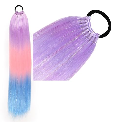 Pferdeschwanz-Haarteil mit Gummiband-Haarring Langer Zopf Kunsthaar Pferdeschwanz Haarsträhnen Mädchen Haarschmuck Mädchen Extralang Clip On Haarteil Zopf Pferdeschwanz von XCHANJUN