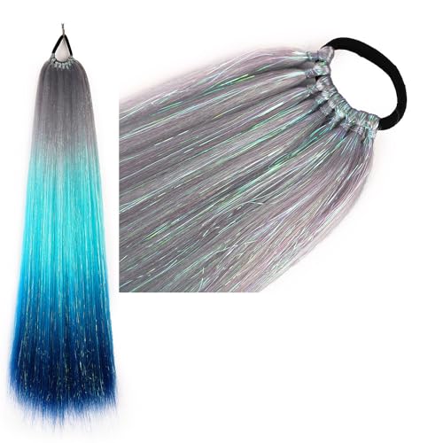 Pferdeschwanz-Haarteil mit Gummiband-Haarring Langer Zopf Kunsthaar Pferdeschwanz Haarsträhnen Mädchen Haarschmuck Mädchen Extralang Clip On Haarteil Zopf Pferdeschwanz von XCHANJUN