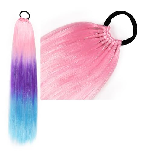Pferdeschwanz-Haarteil mit Gummiband-Haarring Langer Zopf Kunsthaar Pferdeschwanz Haarsträhnen Mädchen Haarschmuck Mädchen Extralang Clip On Haarteil Zopf Pferdeschwanz von XCHANJUN