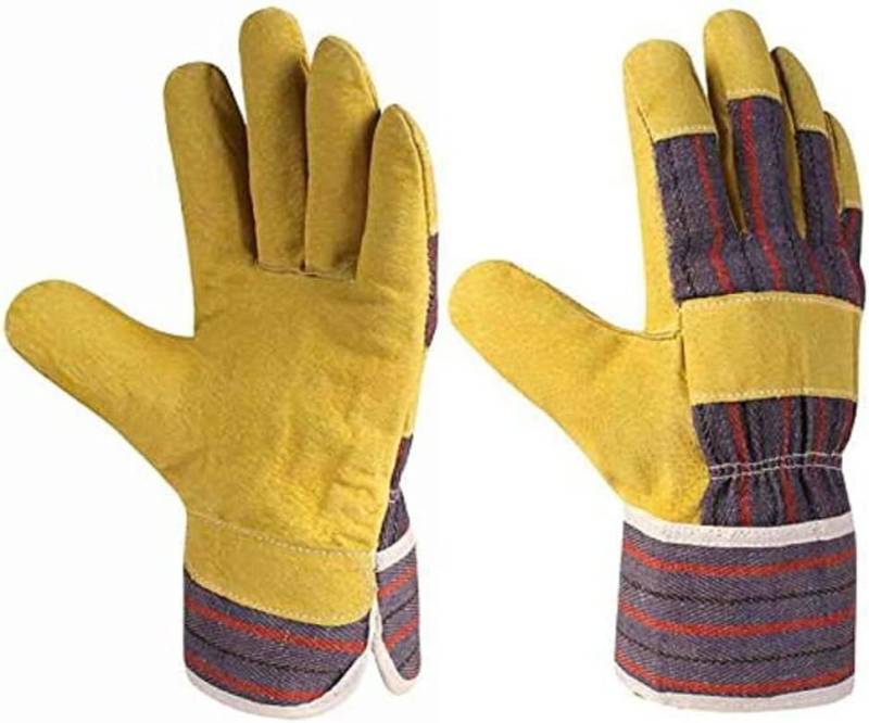 XCLOU Arbeitshandschuhe Baumwoll-Arbeitshandschuhe in Gelb, Schutzhandschuhe XL / Gr 10 (1-St) von XCLOU