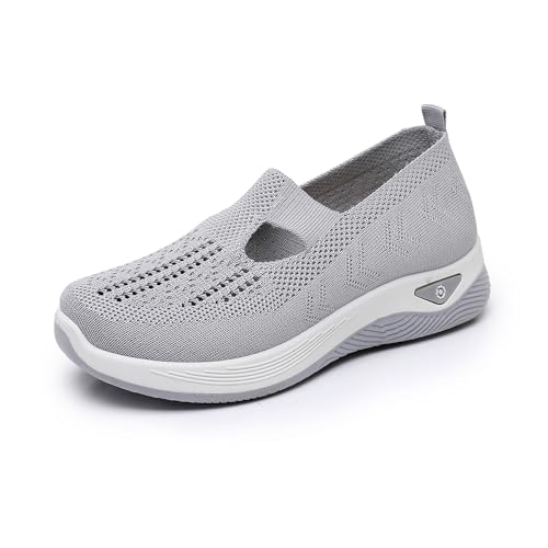 XCMXBM Orthopädische Damenschuhe, leichte H-Typ-Mesh-Schuhe, Slip-On-Wanderschuhe, Sommer-Outdoor-Sportschuhe (Grau, Erwachsene, Damen, 43, Numerisch, EU Schuhgrößensystem, M) von XCMXBM
