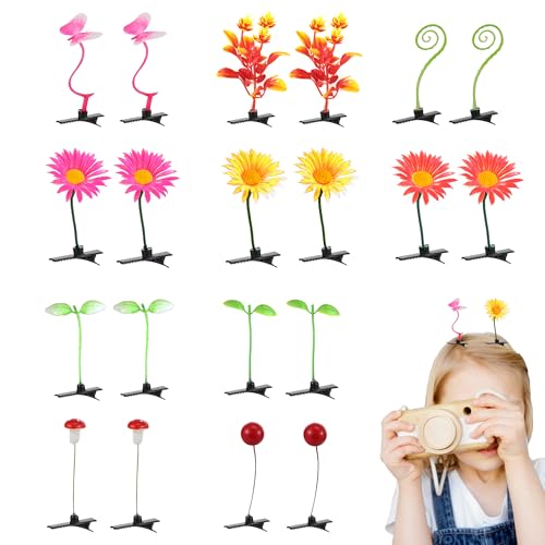 XCSJ 20 pcs Simulation Pflanzen Haarspange Blumen Haar Klipp Mädchen Haarclips Kleine Mädchen Haarschmuck Metall Haarspangen Metall Rutschfeste Haarspangen für Mädchen,Damen,Kopfbedeckung (A) von XCSJ