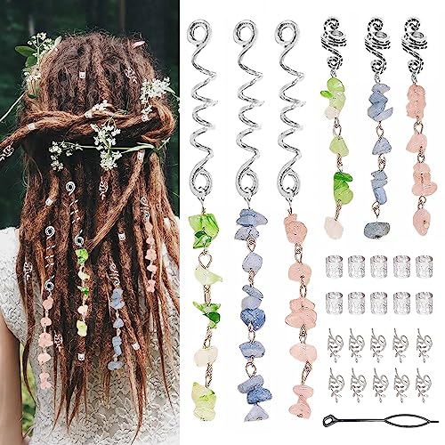 XCSJ 26 Stück Dreadlocks Schmuck Haarspiralen Clips Verstellbar Metall Cuffs Haar Flecht Perlen Dreadlocks Perlen Manschetten Haarschmuck Braids Haar Dreadlocks Zubehör Für Frauen Männer von XCSJ