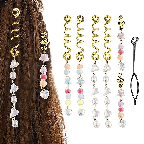 Dreadlocks Schmuck Haarspiralen Clips Braid Clips Haarschmuck Gold Dreadlocks Haarspange Haarschmuck Flechten Haar Dreadlocks Zubehör für Halloween, Weihnachten, Frauen, Männer -6 Pcs (A) von XCSJ