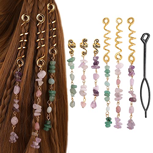 XCSJ Dreadlocks Schmuck Haarspiralen Clips Dreadlocks Perlen Dreadlocks Haarspange Spiral Haarspangen Haarschmuck Braids Zöpfe Schmuck Haar Dreadlocks Zubehör Für Halloween, Weihnachten-6 Stück (Gold) von XCSJ