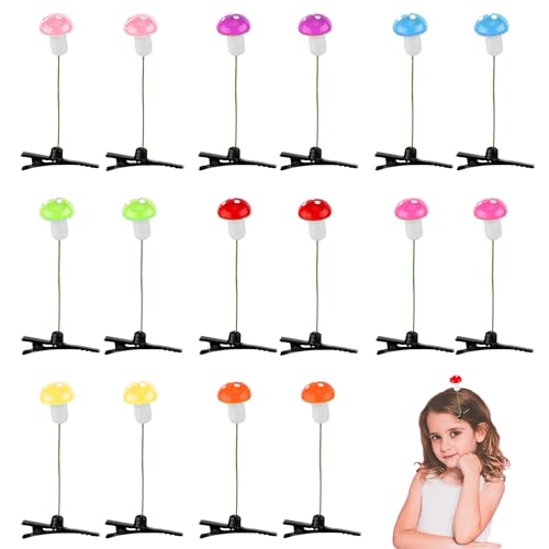 XCSJ 16 Pcs 8 Farbe Pilze haarschmuck Lustig Süß Pilze haarclips Simulation Pilze Haarspange Mädchen Haarclips Metall Haarspangen für Mädchen, Damen, Frauen, Party, Geschenke (A) von XCSJ