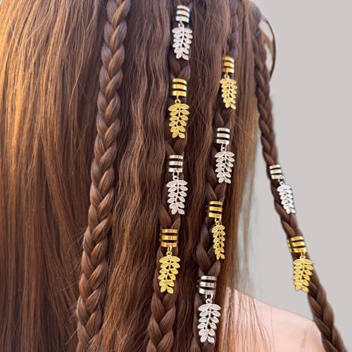 XCSJ 30 Pcs Dreadlocks Schmuck, Verstellbar Metall Cuffs, Blätter Haarschmuck Zum Flechten, Haarperlen Zum Klipsen, Haarschnüre Für Zöpfe, Haarschmuck Dreadlocks Für Männer und Frauen XCSJ 30 Pcs Dreadlocks Schmuck, Verstellbar Metall Cuffs, Blätter Haarschmuck Zum Flechten, Haarperlen Zum Klipsen, Haarschnüre Für Zöpfe, Haarschmuck Dreadlocks Für Männer und Frauen von XCSJ