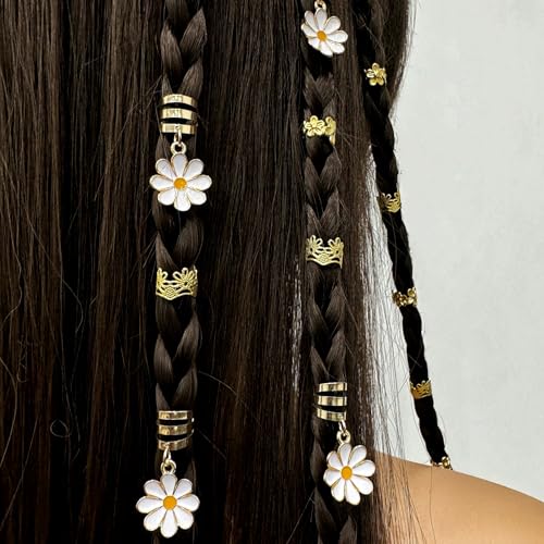 XCSJ 45 Pcs Dreadlocks Schmuck, Verstellbar Metall Cuffs, Blumen Haarschmuck Zum Flechten, Haarperlen Zum Klipsen, Haarschnüre Für Zöpfe, Haarschmuck Dreadlocks Für Frauen, Mädchen von XCSJ