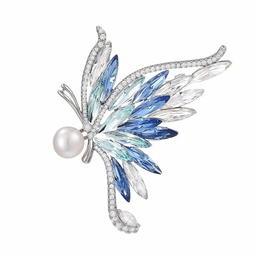 XCSJ Schmetterling Brosche Strass Brosche Pins Anstecknadel Party Kleid Perle Brosche Kragen Pins Zubehör für Abendkleider, Party, Hochzeit, Bankette, Geschenk für Frauen Damen, 5.5 * 6.2cm von XCSJ