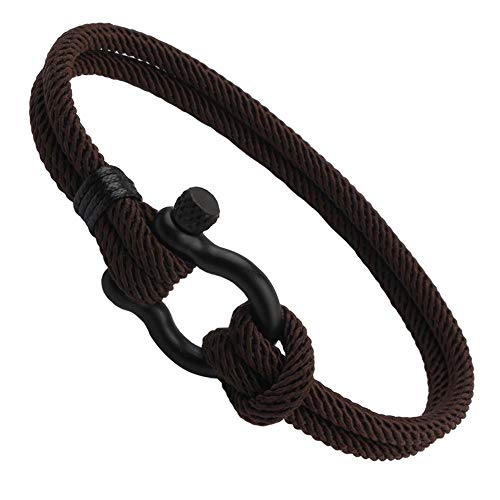 XCSM Herren Nautisches Armband mit Anker-Design, Geflochten aus Rope, Einfacher Haken Verschluss, Unisex, Schwarz von XCSM