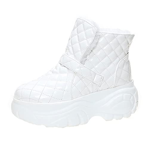 XCVFBVG Damenstiefel Platform Sneakers Winter Warm Shoes Women Snow Boots Female Causal Shoes White Ankle Boots Sneakers(Color:White,Size:37 EU) von XCVFBVG