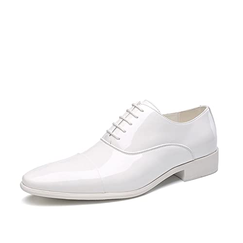 XCVFBVG Herren Lederschuhe Men's Dress Shoes Men Leather Dress Shoes Classic Business Wedding Style Groomsmen Men's Shoes(Color:White,Size:41 EU) von XCVFBVG