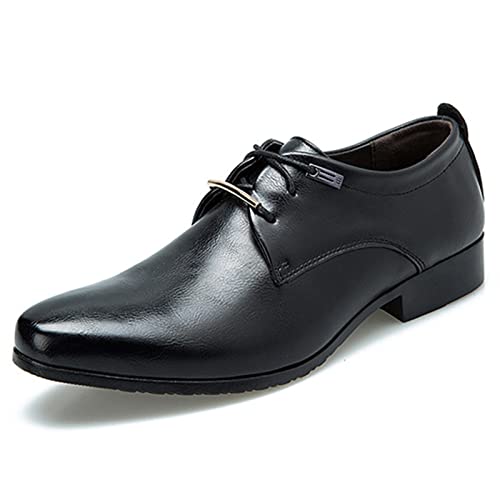 XCVFBVG Herren Lederschuhe Men's Leather Shoes Office Business Dress Leather Flat Shoes Men's Rubber Shoes(Color:Black,Size:47) von XCVFBVG