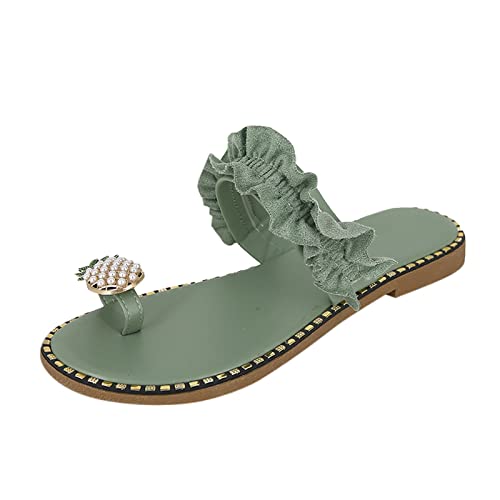 XCVFBVG Modische Sandalen für Damen Women Slipper Flat Toe Beach Sandals Ladies Shoes plus(Size:39 EU) von XCVFBVG