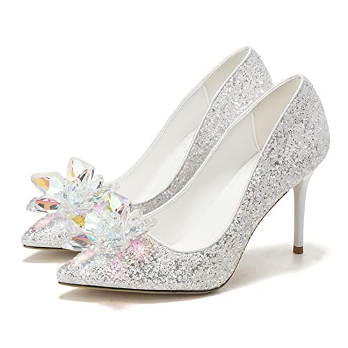 XCVFBVG-Pumpen Pumps with Shiny Sequin Crystal Ladies Sexy High Heels Bridal Wedding Shoes(Size:37 EU) von XCVFBVG