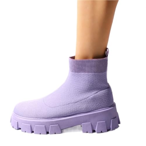 XCVFBVG-Pumpen Women Ankle Boots Casual Shoes For Women Wedge Sock Boots Knitting Winter Medium Tube Boot(Size:37 EU) von XCVFBVG