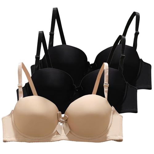 XCXC 2er/3er-Pack Damen BH ohne Bügel Frauen Bequemer Push-Up Bügelloser Klassische BHS mit Verstellbaren Trägern Perfekte Passform Bra Set für Alltag und Freizeit von XCXC