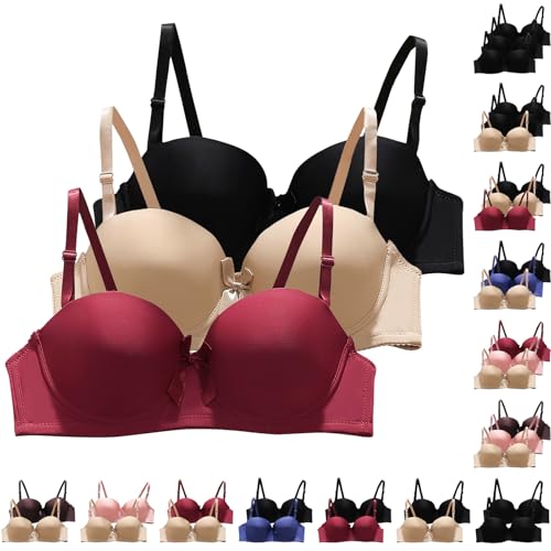 XCXC 2er/3er-Pack Damen BH ohne Bügel Frauen Bequemer Push-Up Bügelloser Klassische BHS mit Verstellbaren Trägern Perfekte Passform Bra Set für Alltag und Freizeit von XCXC
