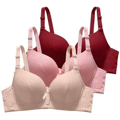 XCXC 2er/3er-Pack Damen Push-Up BH ohne Bügel Frauen Atmungsaktiver Leichter Push-Up Bügelloser BHS mit Verstellbaren Trägern Women Freizeit Bra Set von XCXC