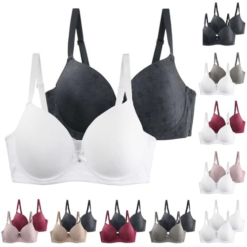 XCXC 2/3er-Pack Damen BHS mit Bügel Frauen Große Größen Push-Up Leicht Perfekte Passform Klassische-BH mit Verstellbaren Trägern, Anti-Sagging BH Set für Alltag und Freizeit von XCXC