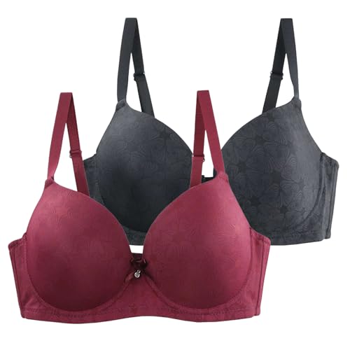 XCXC 2/3er-Pack Damen BHS mit Bügel Frauen Große Größen Push-Up Leicht Perfekte Passform Klassische-BH mit Verstellbaren Trägern, Anti-Sagging BH Set für Alltag und Freizeit von XCXC