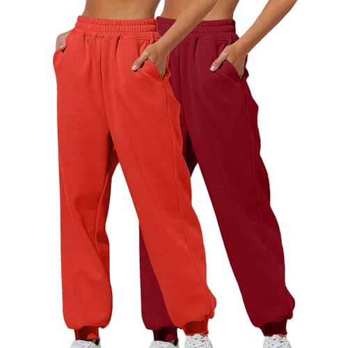 XCXC 2er-Pack Damen Jogginghose mit Cinch-Bottom und Taschen Frauen Einfarbiger Trainingsanzug Baggy Hose mit elastischer Taille für Lässiges Hip-Hop, Fitnessstudio und Joggen XCXC 2er-Pack Damen Jogginghose mit Cinch-Bottom und Taschen Frauen Einfarbiger Trainingsanzug Baggy Hose mit elastischer Taille für Lässiges Hip-Hop, Fitnessstudio und Joggen von XCXC